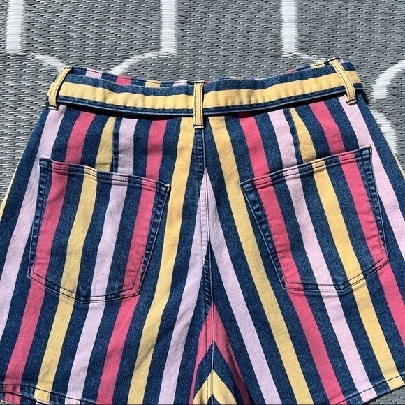 Anthropologie 3x1 Dustin High Rise Pleated Belted Striped Denim Shorts - Picture 10 of 15